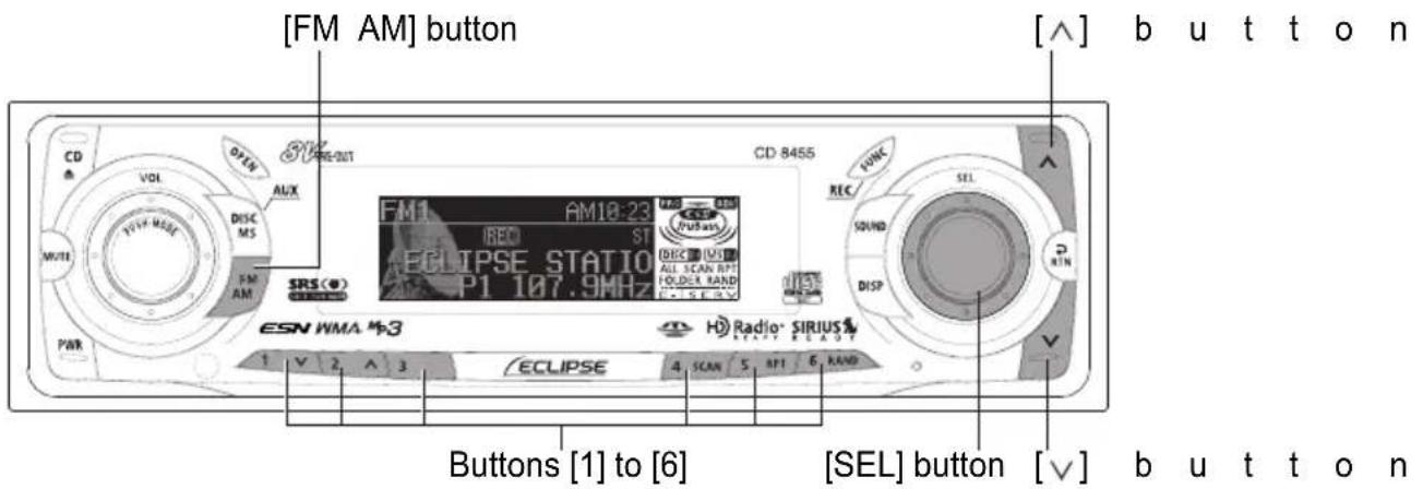 ECLIPSE CD8455 - Press the [DISC MS] button to switch to the Memory Stick mode. - 1