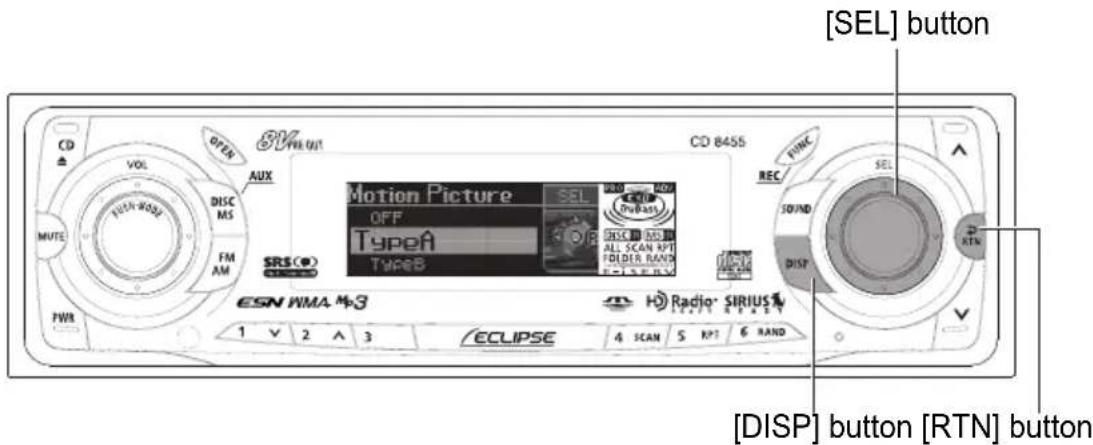 ECLIPSE CD8455 - Turn the [SEL] button in either direction to display setting items for selection. - 2
