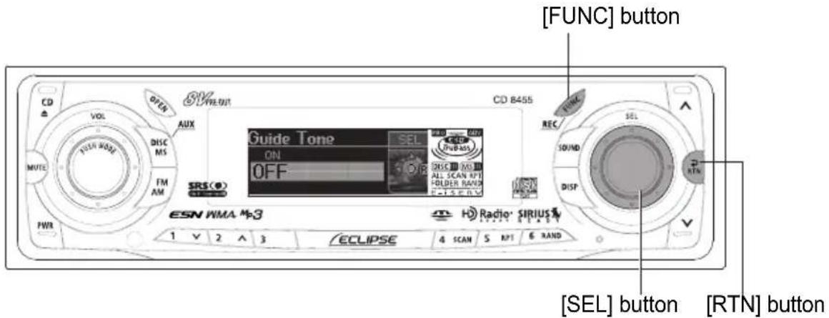 ECLIPSE CD8455 - Turn the [SEL] button in either direction to display setting items for selection. - 2