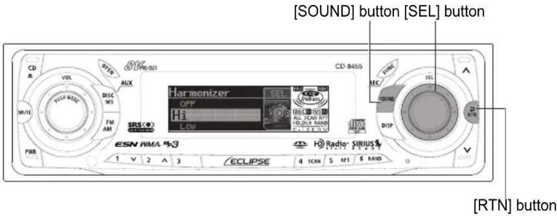 ECLIPSE CD8455 - Press the [SOUND] or [RTN] button to exit sound adjustment mode. - 1
