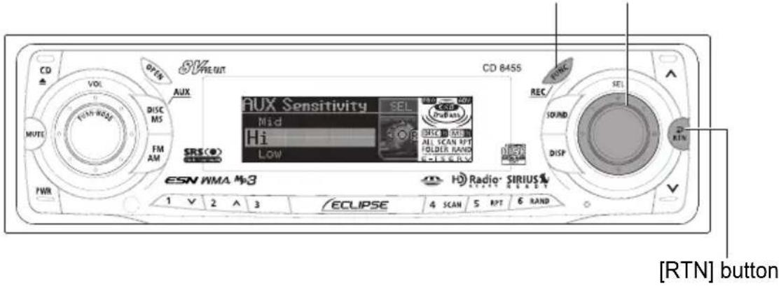 ECLIPSE CD8455 - In AUX mode, press button [1] or button [4]. - 1