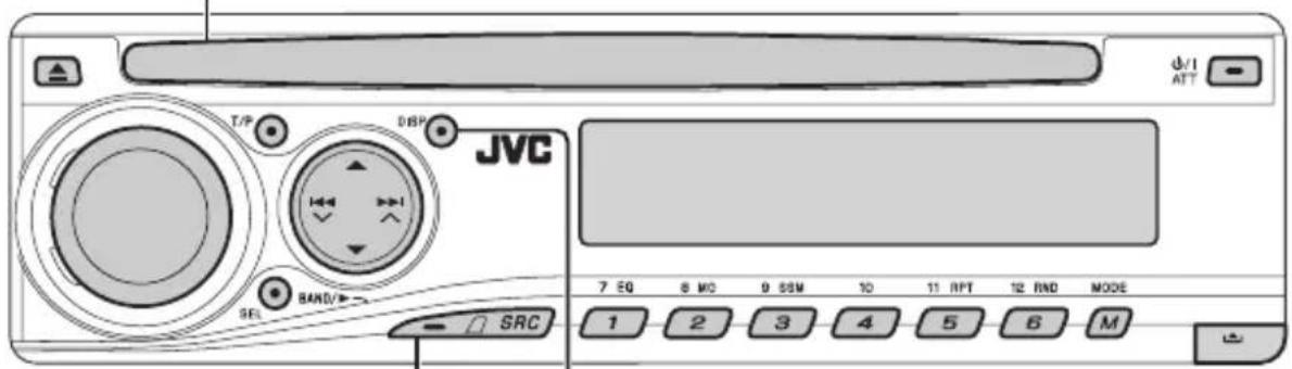 JVC T/P DSP SEL BAND/# SRC 7 EQ 6 MO 9 SSM 10 11 RPT 12 RND MODE 1 2 3 4 5 6 M