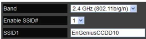 Band 2.4 GHz (802.11b/g/n) Enable SSID# 1 SSID1 EnGeniusCCDD10