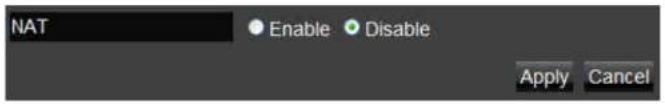 NAT Enable Disable Apply Cancel