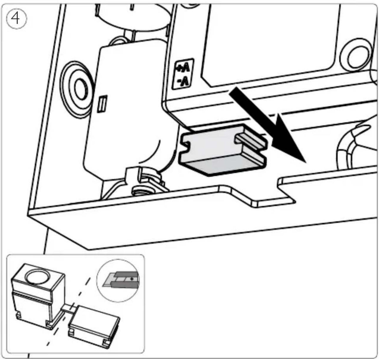 Technical diagram showing a mechanical assembly with labeled components and an arrow indicating a process or operation.