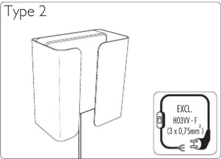 Type 2 EXCL. H03VV - F (3 x 0,75mm²)