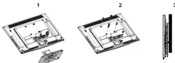Technical diagram showing three labeled mechanical components with internal structures and assembly details