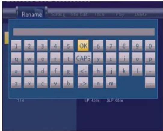 Rename Scoring Title Edit Tools Play Delete 1 2 3 4 5 OK 6 7 8 9 0 q w e r t CAPS y u i o p a s d f g <- h j k l - z x c v b -> n m . 174 EP 43 hr. SLP 63 hr