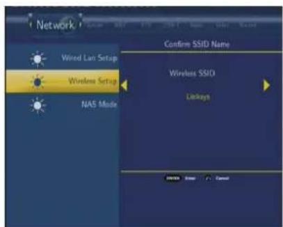 Network Wired Lan Setup Wireless Setup NAS Mode Confirm SSID Name Wireless SSID Linkages START Cancel