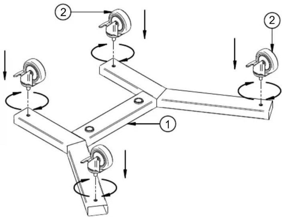 Technical diagram showing mechanical assembly with labeled components and directional arrows indicating motion or force vectors.