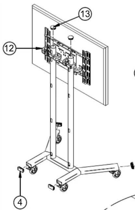 Technical diagram of a mechanical device with numbered components, likely an optical or display system.