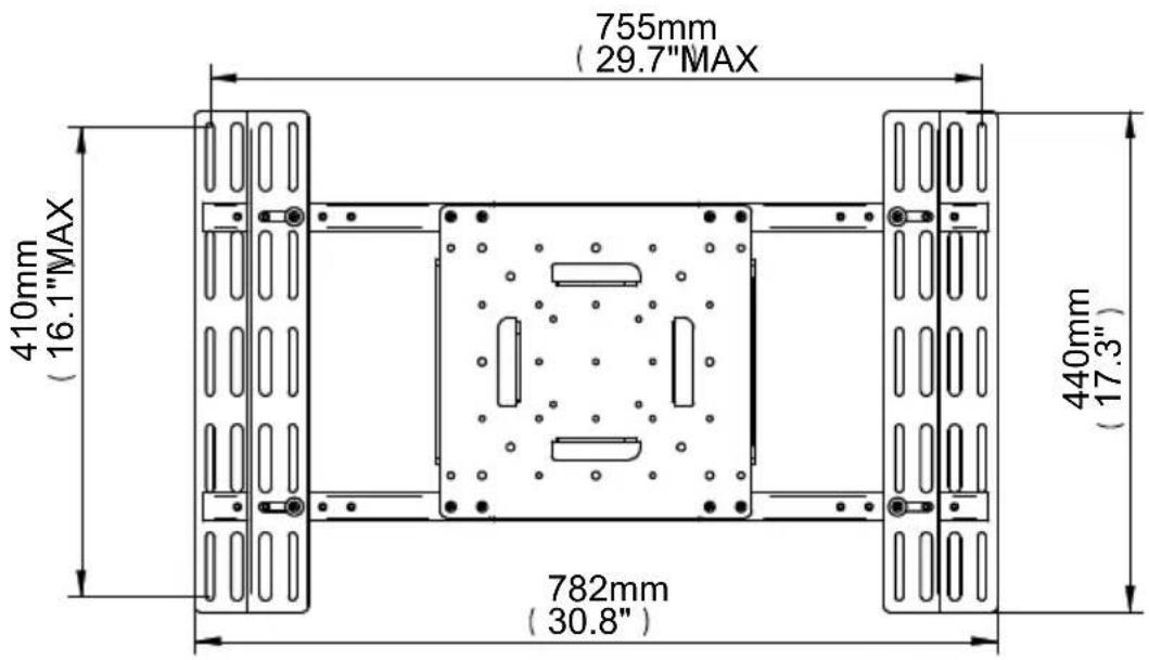 755mm (29.7"MAX) 410mm (16.1"MAX) 782mm (30.8") 440mm (17.3")