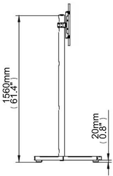 1560mm (61.4") 20mm (0.8")