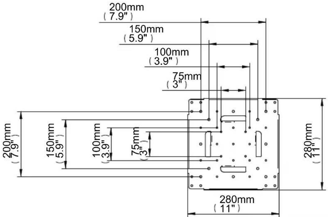 200mm (7.9") 150mm (5.9") 100mm (3.9") 75mm (3") 200mm (7.9") 150mm (5.9) 100mm (3.9) 75mm (3") 280mm (11") 280mm (11)