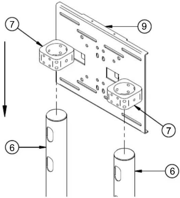 Technical diagram showing labeled components of a device or assembly with numbered parts and directional arrows indicating flow or assembly.