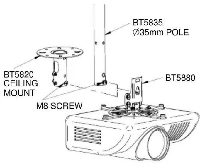 BT5820 CEILING MOUNT M8 SCREW BT5835 Ø35mm POLE BT5880