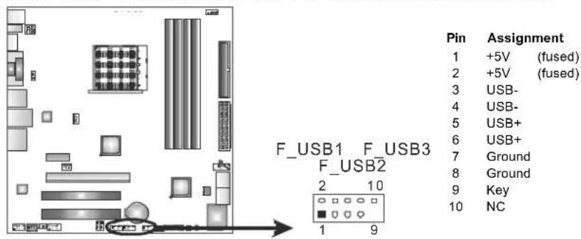 BIOSTAR TA890GXE - F USB1/F USB2/F USB3: Headers for USB 2.0 Ports at Front Panel - 1
