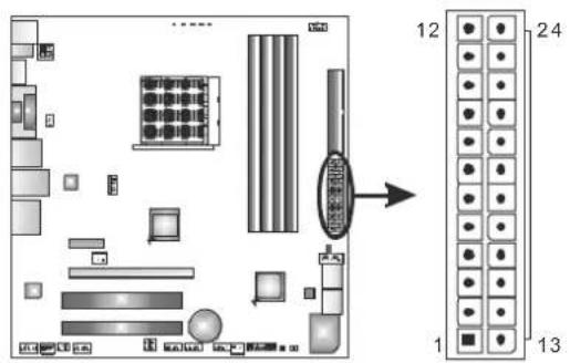 BIOSTAR TA890GXE - ATXPWR1: ATX Power Source Connector - 1