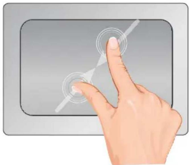 Hand pointing at a digital interface with circular buttons (no text or symbols)