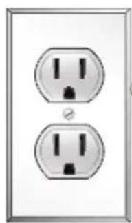 Two identical electrical socket plugs with two leads, one double and one single, placed vertically on a plain background (no text or symbols)