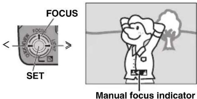FOCUS SET Manual focus indicator