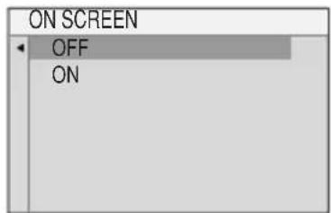 ON SCREEN OFF ON