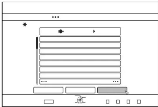 Diagram showing a layout with placeholder text, navigation arrows, and a user interface element with icons at the bottom.