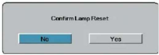 Confirm Lamp Reset No Yes