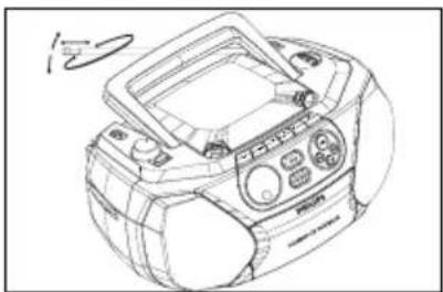 Line drawing of a portable radio device with control panel and buttons (no text or symbols)