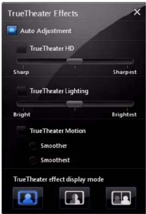 TrueTheater Effects Auto Adjustment TrueTheater HD Sharp Sharpest TrueTheater Lighting Bright Brightest TrueTheater Motion Smother Smoohest TrueTheater effect display mode