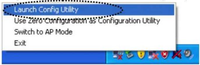 Launch Config Utility Use Zero Configuration as Configuration Utility Switch to AP Mode Exit