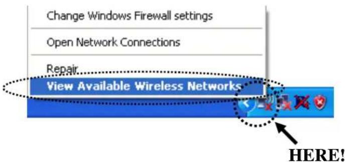 Change Windows Firewall settings Open Network Connections Repair... View Available Wireless Networks HERE!