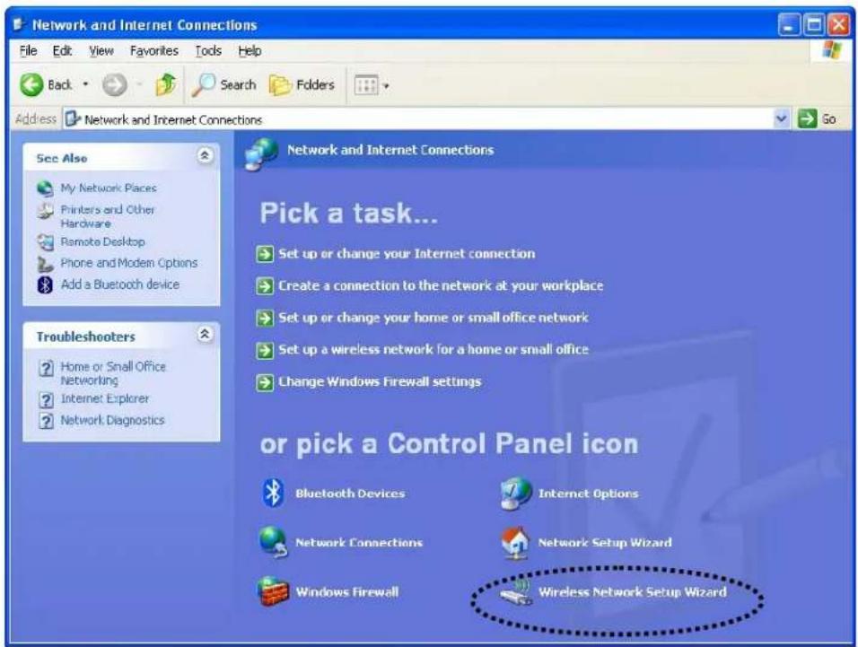 Network and Internet Connections File Edit View Favorites Tools Help Back Search Folders Address Network and Internet Connections Go See Also My Network Places Printers and Other Hardware Remote Desktop Phone and Modem Options Add a Bluetooth device Troubleshooters Home or Small Office Networking Internet Explorer Network Diagnostics Network and Internet Connections Pick a task... Set up or change your Internet connection Create a connection to the network at your workplace Set up or change your home or small office network Set up a wireless network for a home or small office Change Windows Firewall settings or pick a Control Panel icon Bluetooth Devices Internet Options Network Connections Network Setup Wizard Windows Firewall Wireless Network Setup Wizard