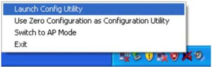 Launch Config Utility Use Zero Configuration as Configuration Utility Switch to AP Mode Exit