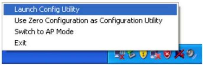 Launch Config Utility Use Zero Configuration as Configuration Utility Switch to AP Mode Exit