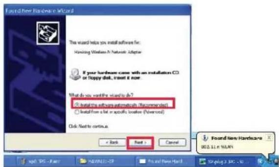 Found new Hardware Wizard This ward helps you install software for: Making Windows A Network Adapter If your hardware comes with an installation CD or Happy disk... travel it now. What do you want the ward to do? • Install the software architecture (Recommended) • Install from a list or specific device (Now cord) Click Next to continue. < Back Next > Cancel Found New Hardware 802.11 x 90%