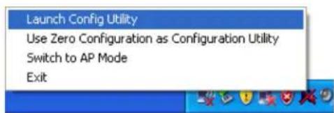 Launch Config Utility Use Zero Configuration as Configuration Utility Switch to AP Mode Exit