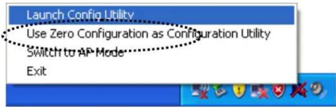 Launch Config Utility Use Zero Configuration as Configuration Utility Switch to AP Mode Exit