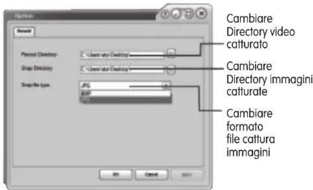 Cambiare Directory video catturato Personal Directory Snap Directory Snap file Type Cambiare Directory immagini catturate Cambiare file cattura immagini