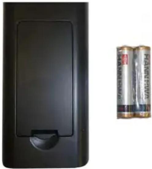 Black rectangular device with a handle and a side view of two cylindrical batteries (no visible text or symbols)