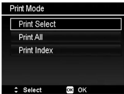 Print Mode Print Select Print All Print Index Select OK OK