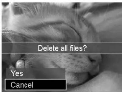 Delete all files? Yes Cancel
