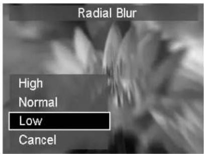 Radial Blur High Normal Low Cancel