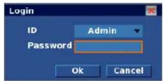 Login ID Admin Password Ok Cancel