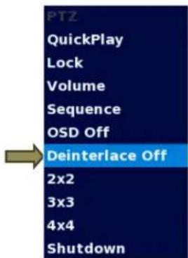 PTZ QuickPlay Lock Volume Sequence OSD Off Deinterlace Off 2x2 3x3 4x4 Shutdown