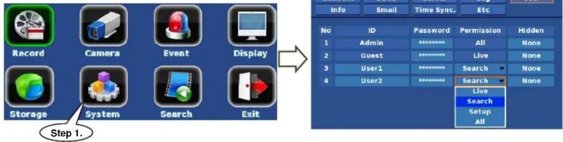 Clover Electronics DV1630 - Entering User menu - 1