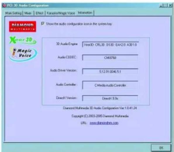 Diamond Multimedia XtremeSound 5.1 - Information Tab - 1