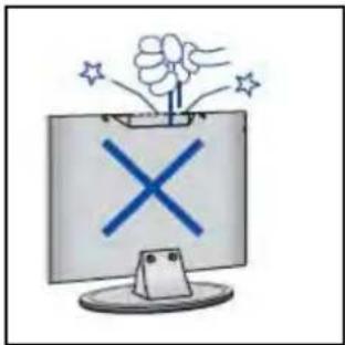 Illustration of a computer monitor with a 'X' symbol and fireworks above it, no text or symbols present.