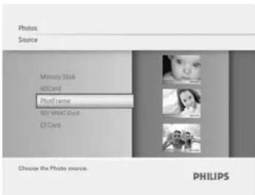 Photos Source Memory Stack aID card Photo name 501 MASC Card CI Card Choose the Photo source. PHILIPS