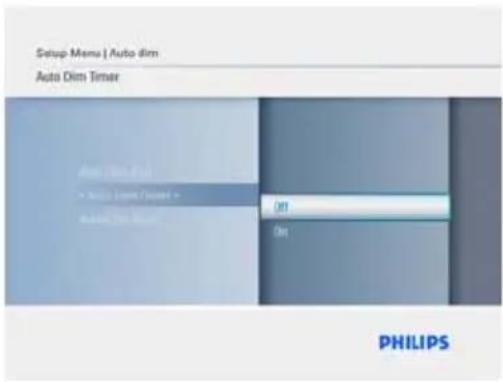 Setup Menu | Auto dim Auto Dim Timer On Off On PHILIPS